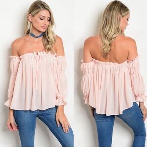 Pink Off the Shoulder Top Size Large